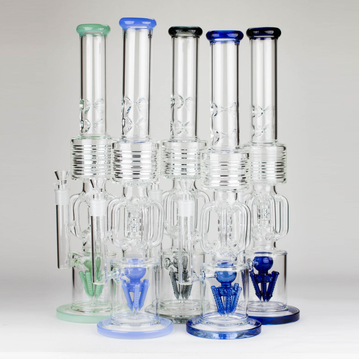 Five 20 Inch Big Recycler Bongs with Spider Percolators