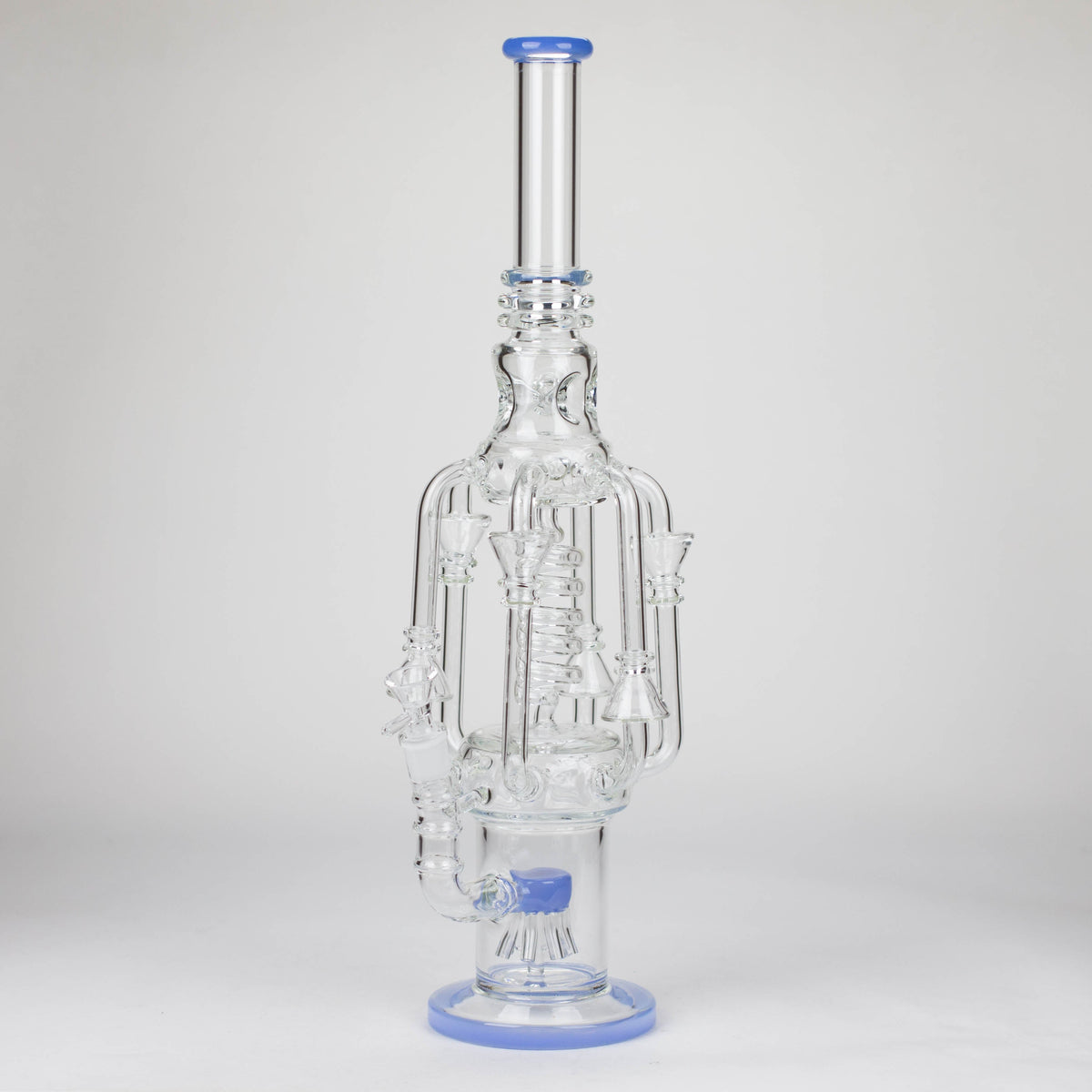 Side View of the 19 Inch Big Coiled Recycler Bong With Showerhead Perc