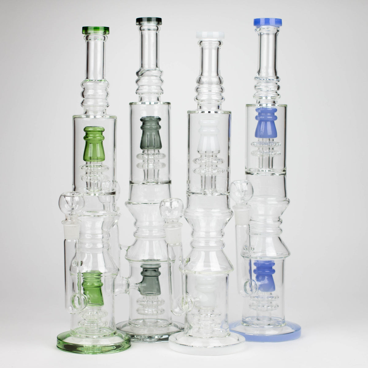 Four 18 Inch Big Straight Tube Bongs With Showerhead Percs And Diffusers