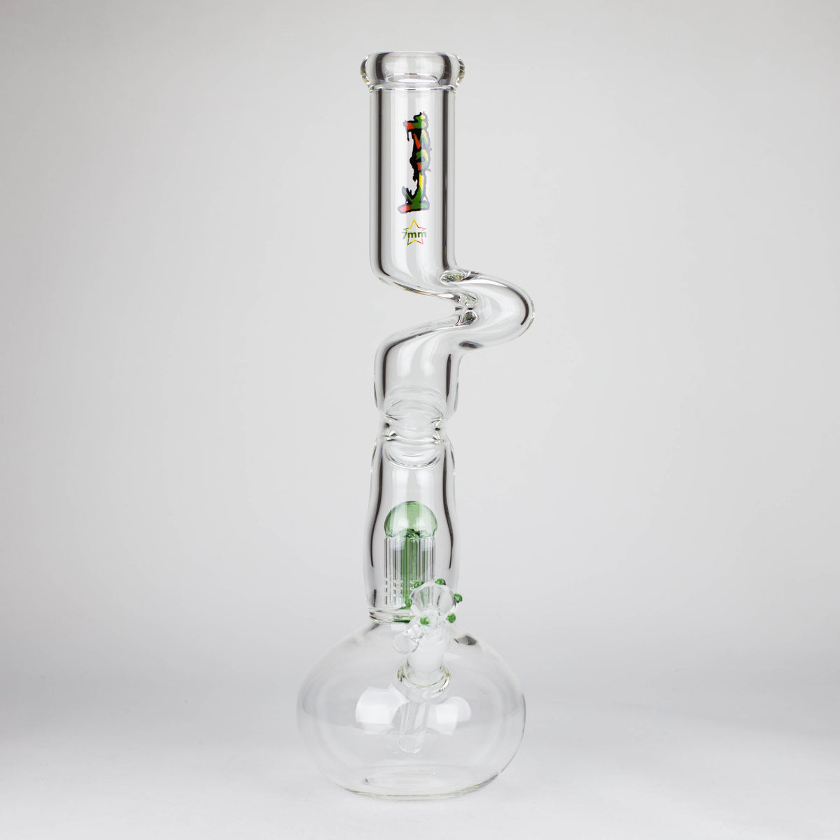 Big Tree-Arm Perc Bong by KUSH Glass in 17 inches with Zig Zag Design