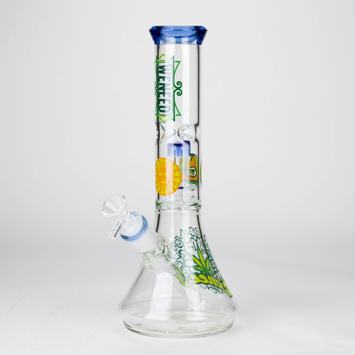 11 inch Helios Beaker Bong With Showerhead Perc from WENEED Glass in Blue