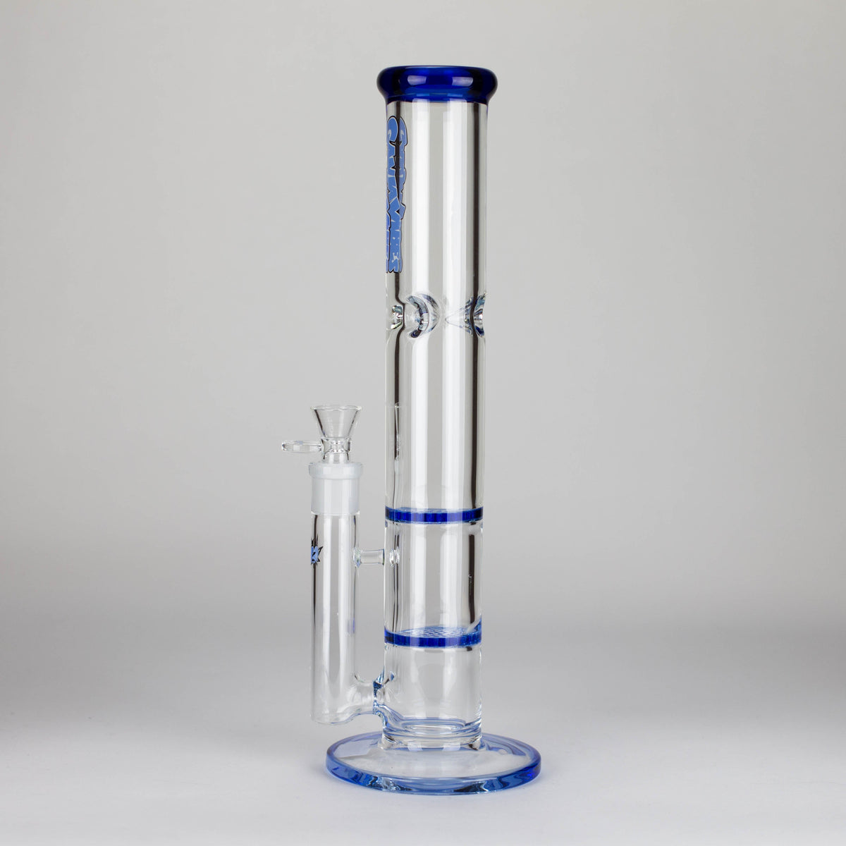 GanjaVibes Blue Double Disk Honeycomb Perc Bong