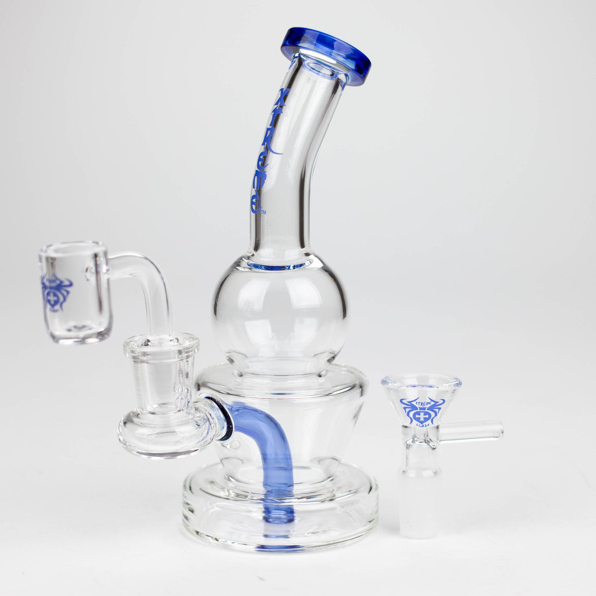 Blue Mini Dab Rig Hybrid by XTREME Glass