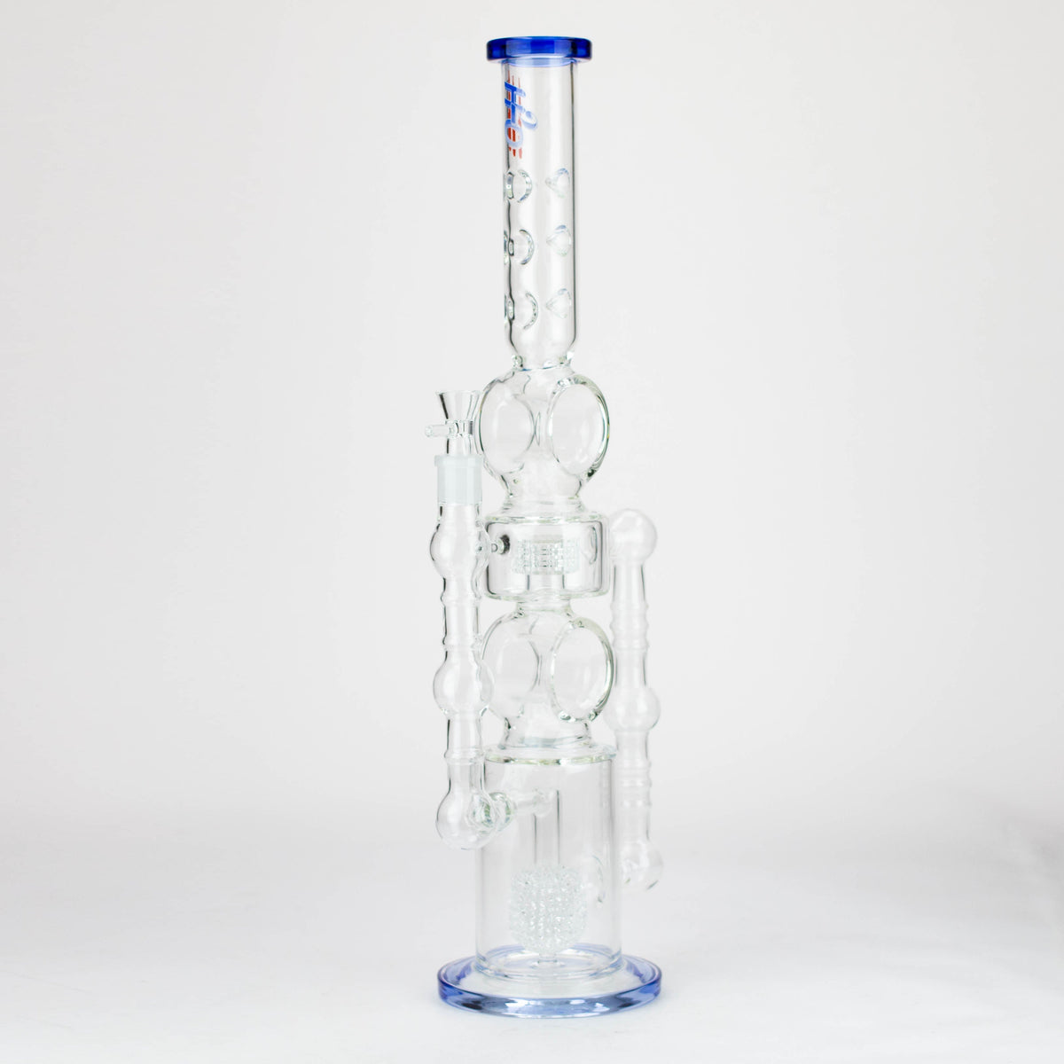 22 Inch Blue Recycler Bong With Honeycomb Perc and inline Diffuser from H2O