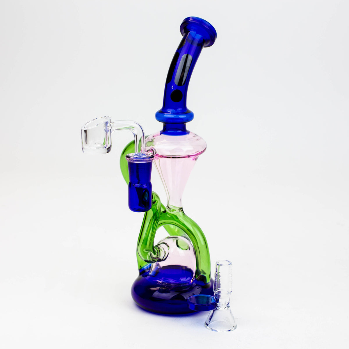 Infyniti | 10" Glass Recycler Rig in Blue - Full View