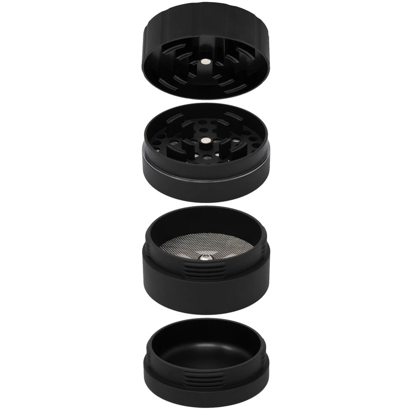 Cali Crusher Homegrown grinder disassembled to show its separate chambers and parts