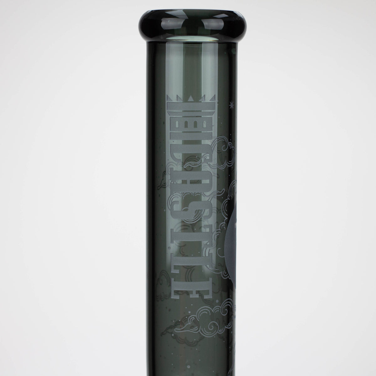 Glass Neck of the Castle Glassworks Wolf Etched 16 inch Beaker Bong