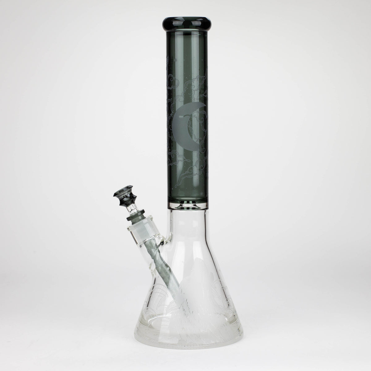 Side View of the Castle Glassworks Wolf Etched 16 inch Beaker Bong