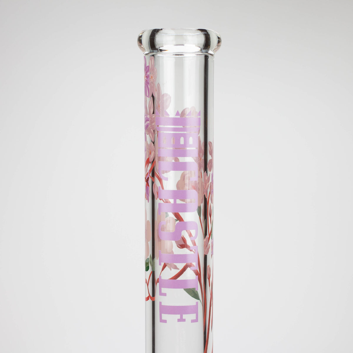 Glass Neck of the 16 Inch Cherry Blossom Beaker Bong from Castle Glassworks