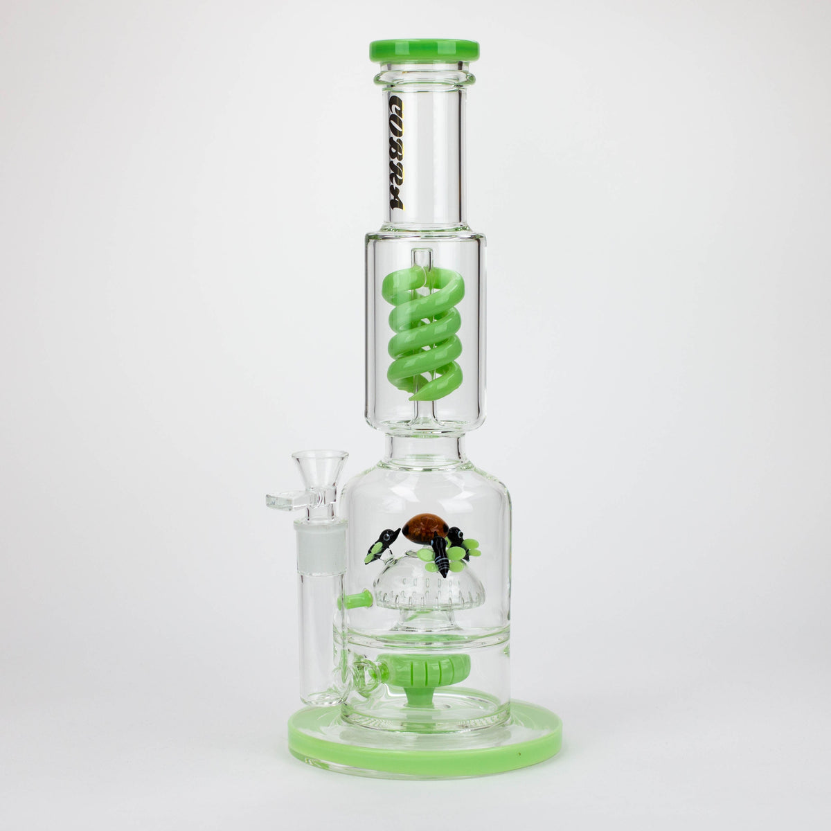 15 Inch Coiled Snake Perc Bong in Green from COBRA Glass