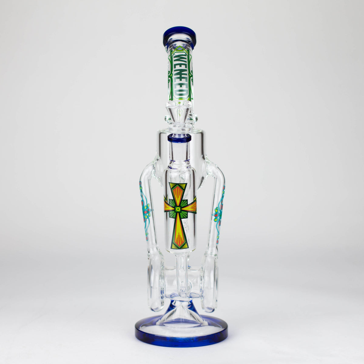 Front View of the 14 Inch Crusaders Recycler Bong from WENEED