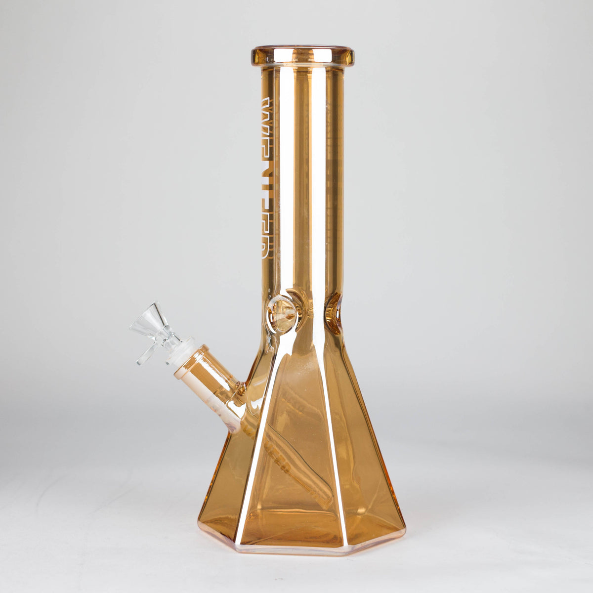 Side View of the 12 Inch Crystal Pyramid Beaker Bong by WENEED Glass