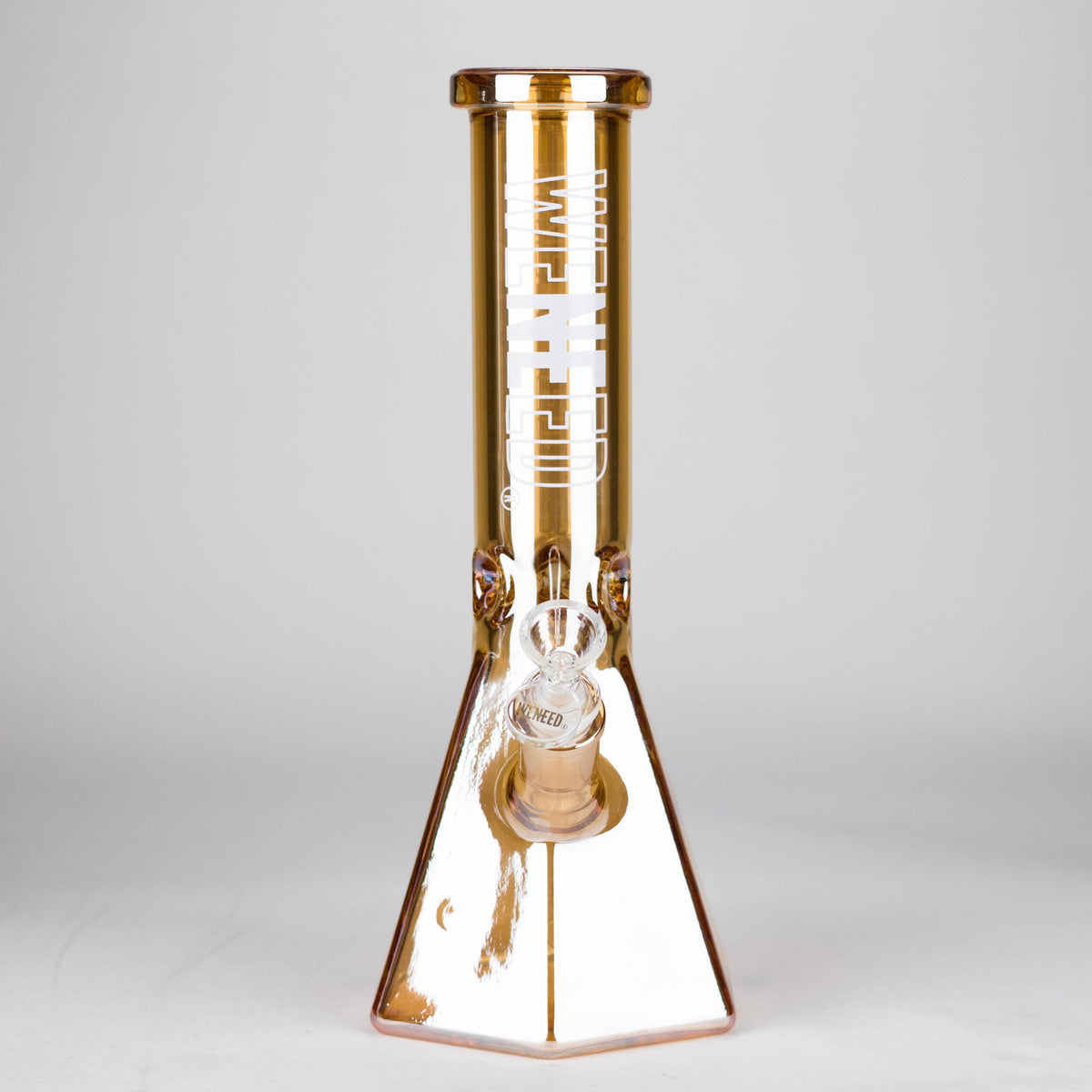 Front View of the 12 Inch Crystal Pyramid Beaker Bong by WENEED Glass