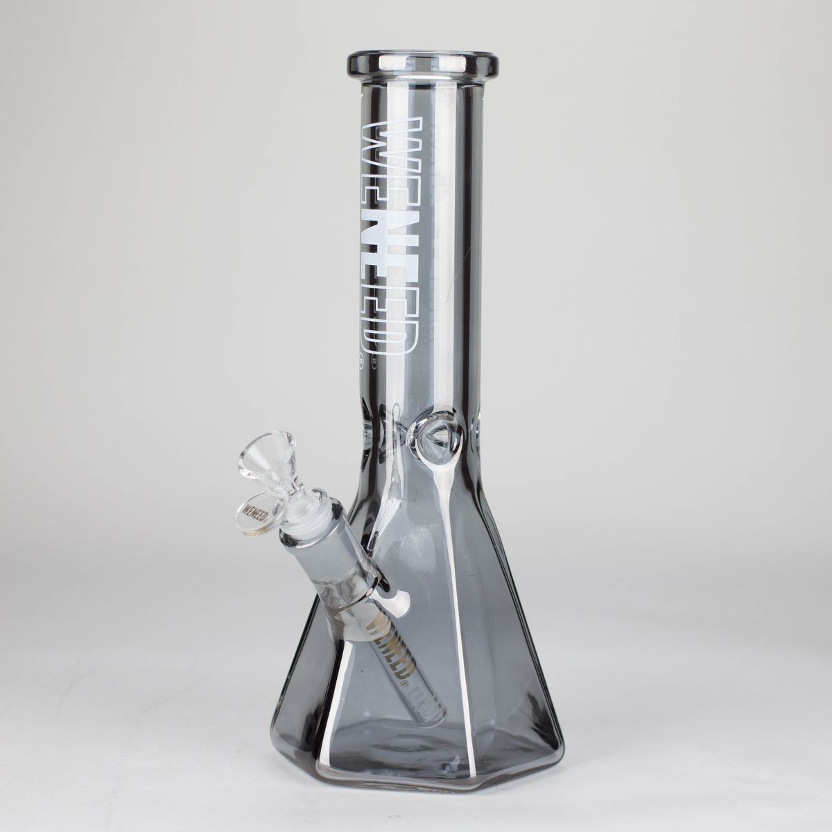 12 Inch Crystal Pyramid Beaker Bong by WENEED Glass in Grey