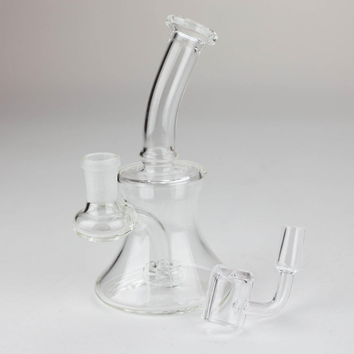 7 inch Mini Dab Rig with Showerhead Diffuser and quartz banger