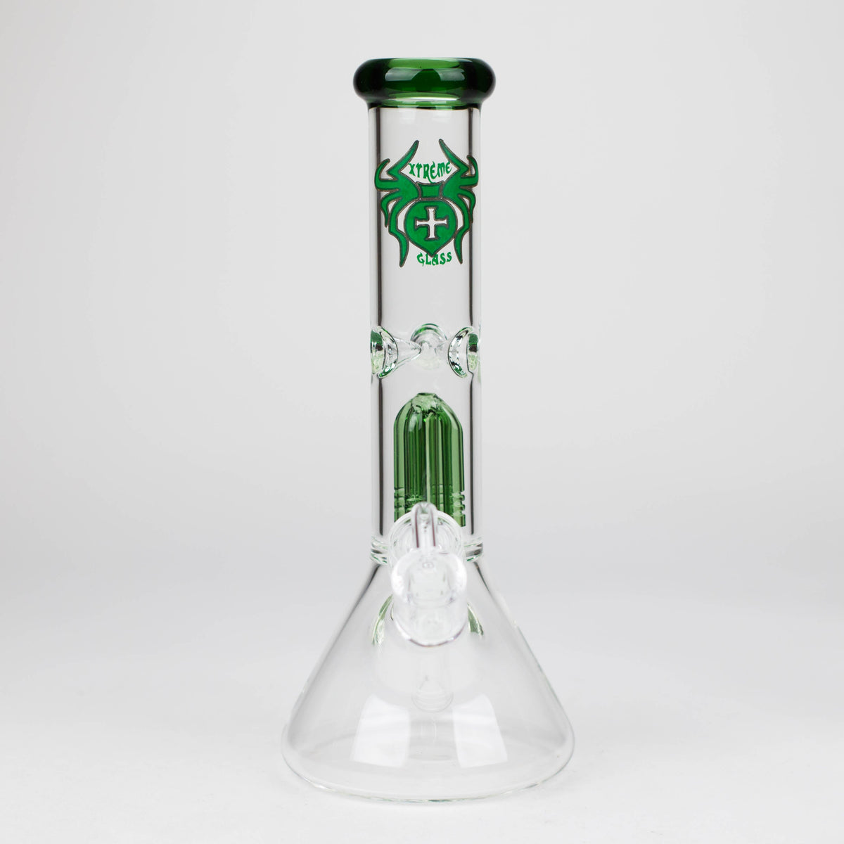 Front View of the Green Dab Rig With Tree Arm Perc in 10 inches from XTREME Glass