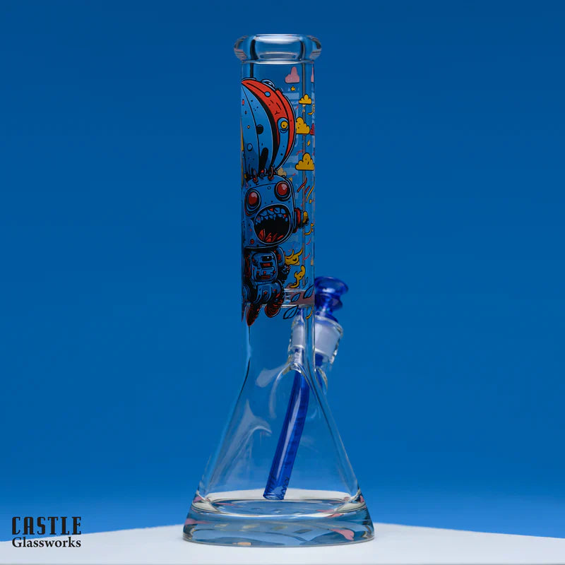 Castle Glassworks Digital Dreams Beaker Bong in 14 Inches