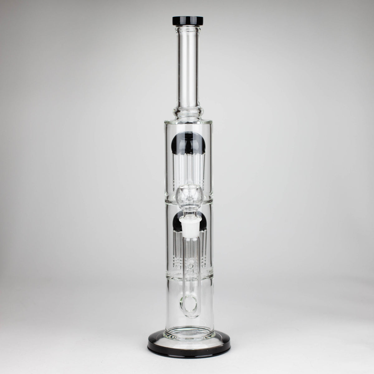 Front View of the 16 Inch Double Perc Straight Tube Bong