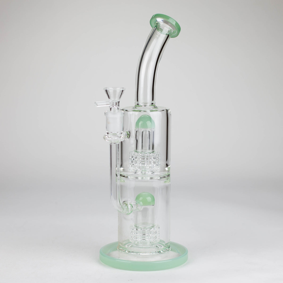 12 Inch Dual Drum Green Diffuser Bong