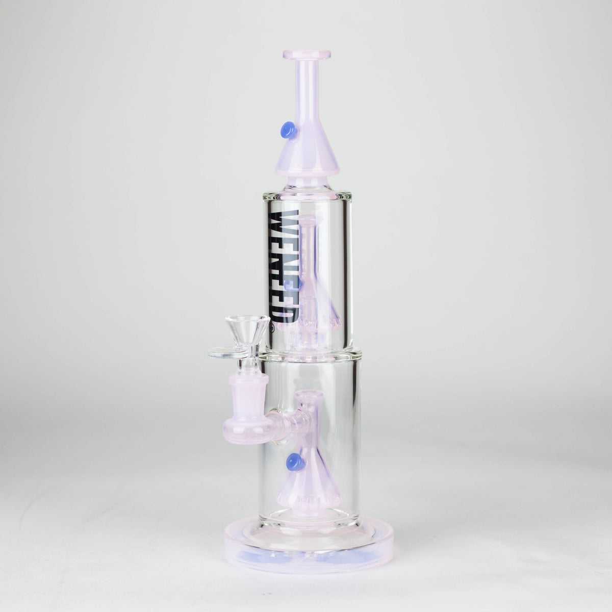 11 Inch Dual-Chamber Bong With Stacked Percolators by WENEED Glass in Pink