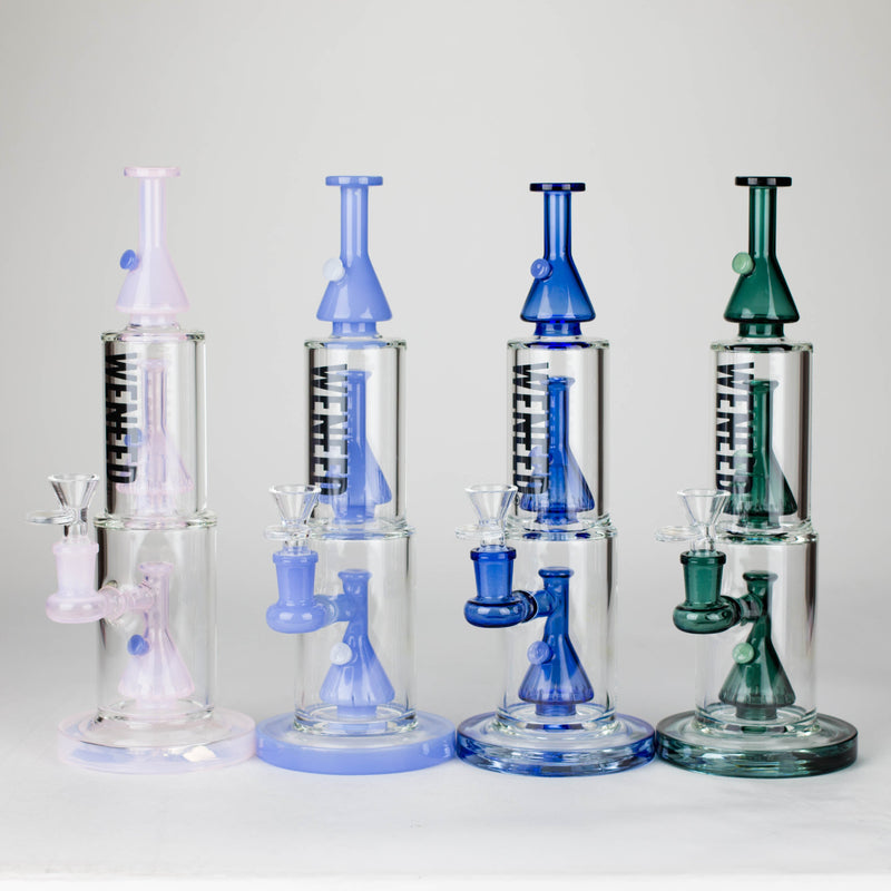 Four 11 Inch Dual-Chamber Bongs With Stacked Percolators by WENEED Glass