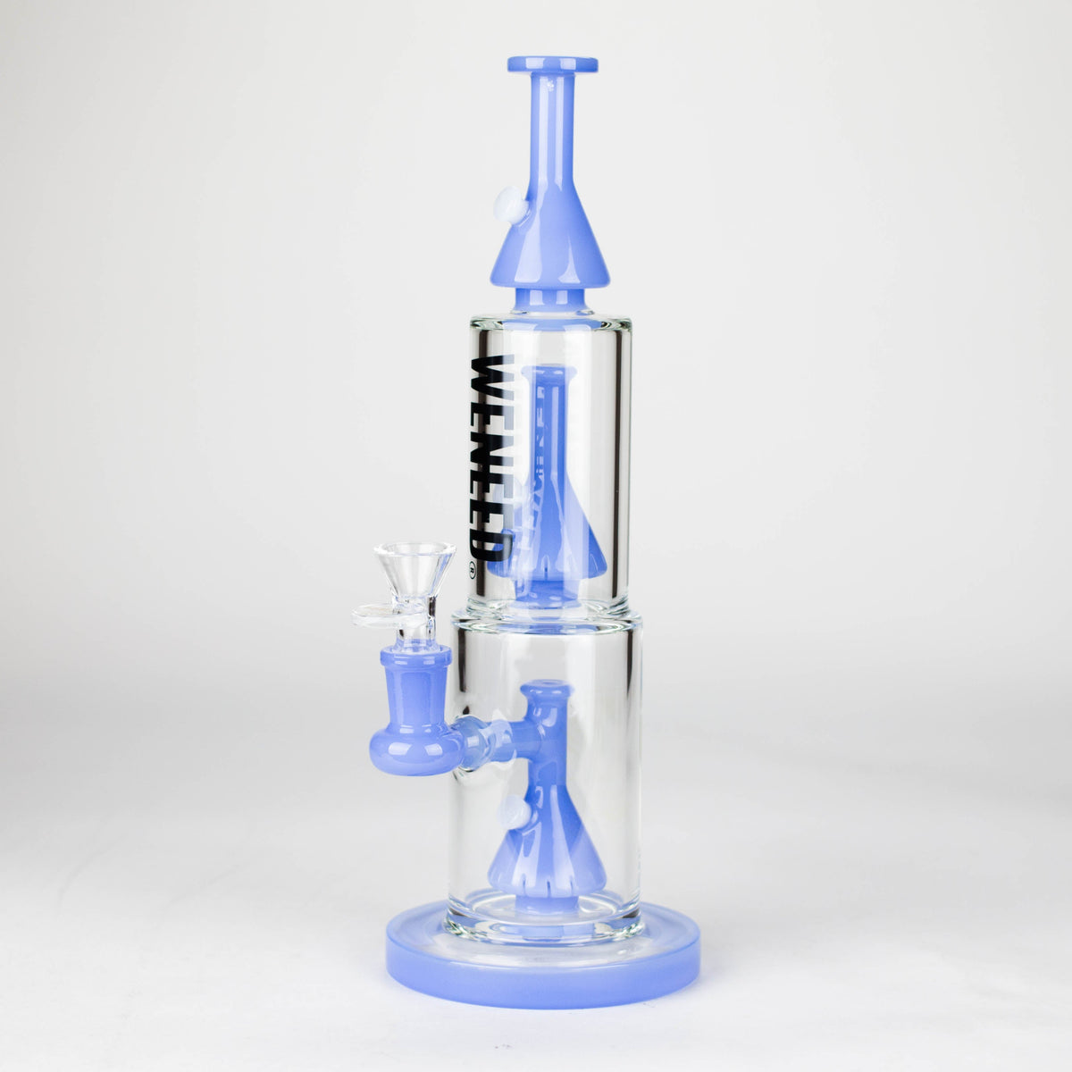 11 Inch Straight Tube Dual-Chamber Bong With Stacked Percolators by WENEED Glass 