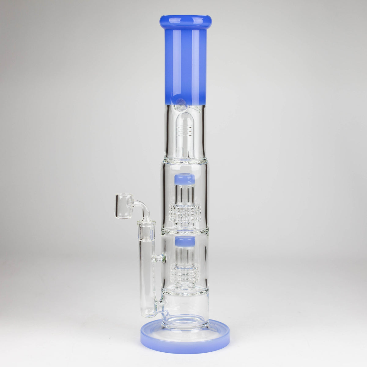 16-Inch Dual Perc Dab Rig With Quartz Banger in Blue