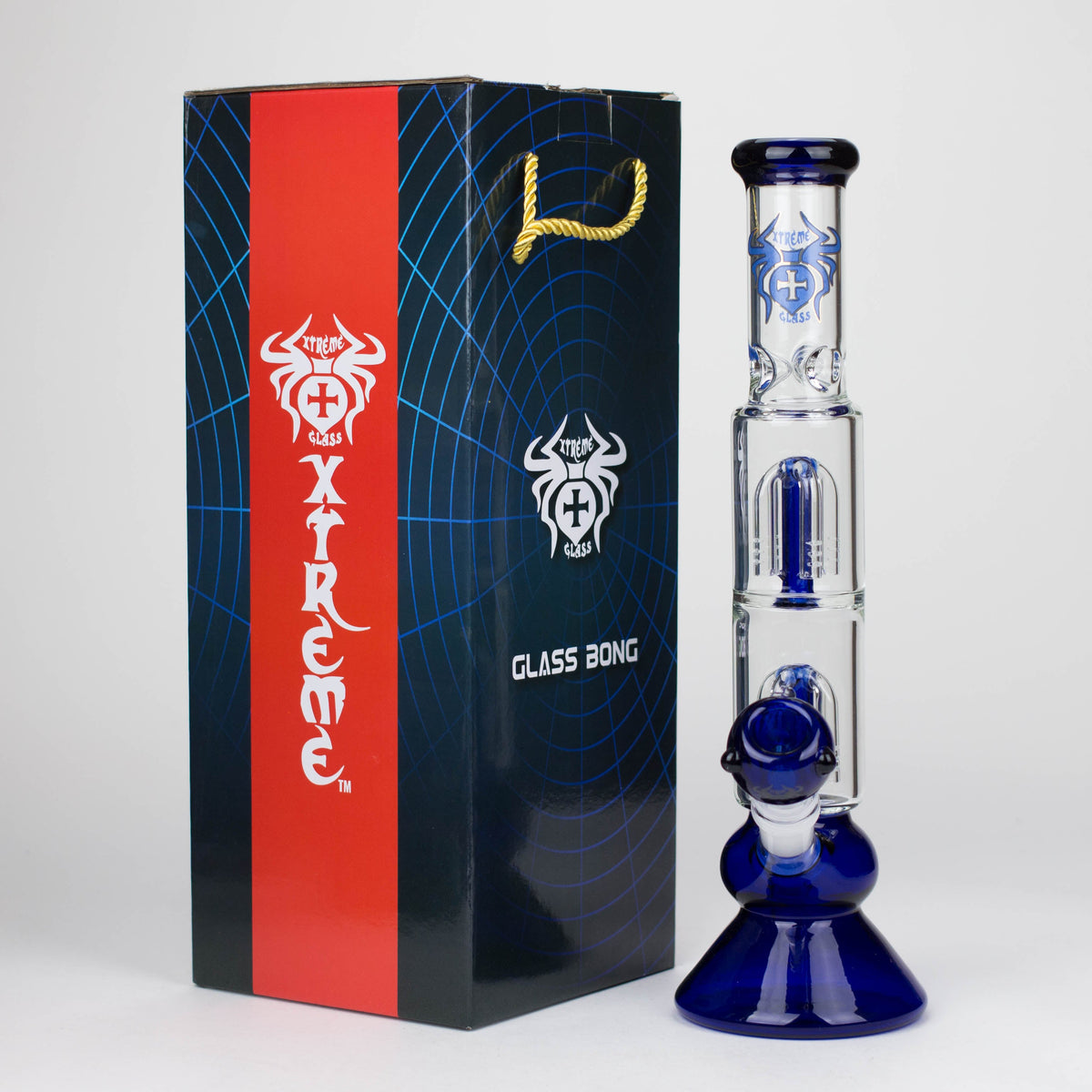 Dual Tree-Arm Perc Bong by XTREME Glass in 13 Inches with Gift Box