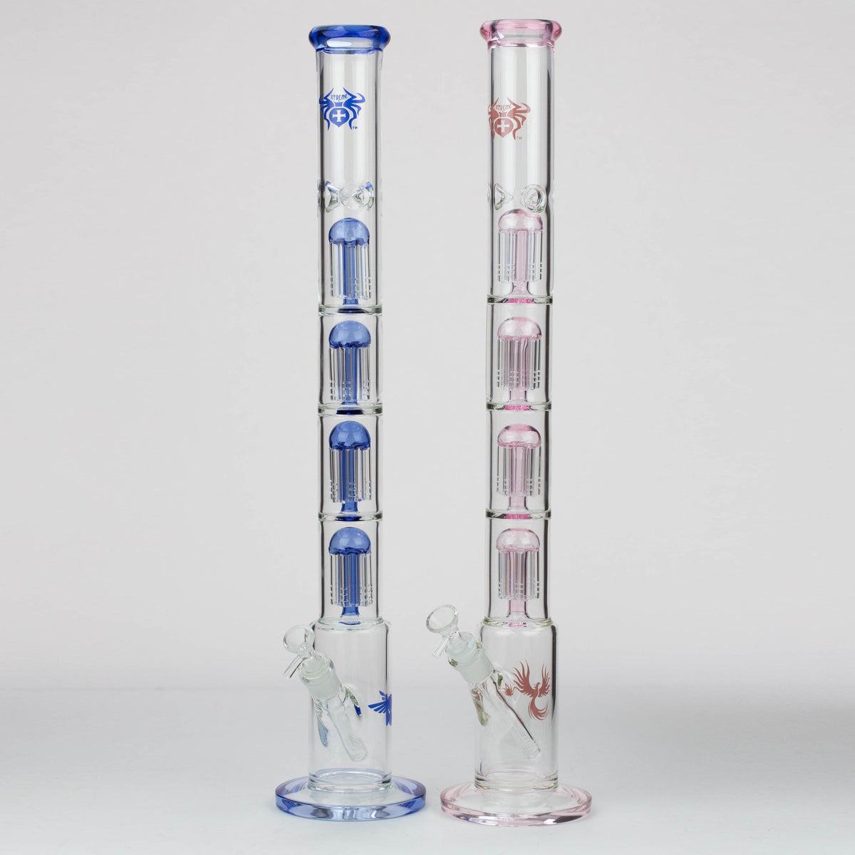 Two Xtreme 26 inch Quad-Percolator Straight Tube Bongs