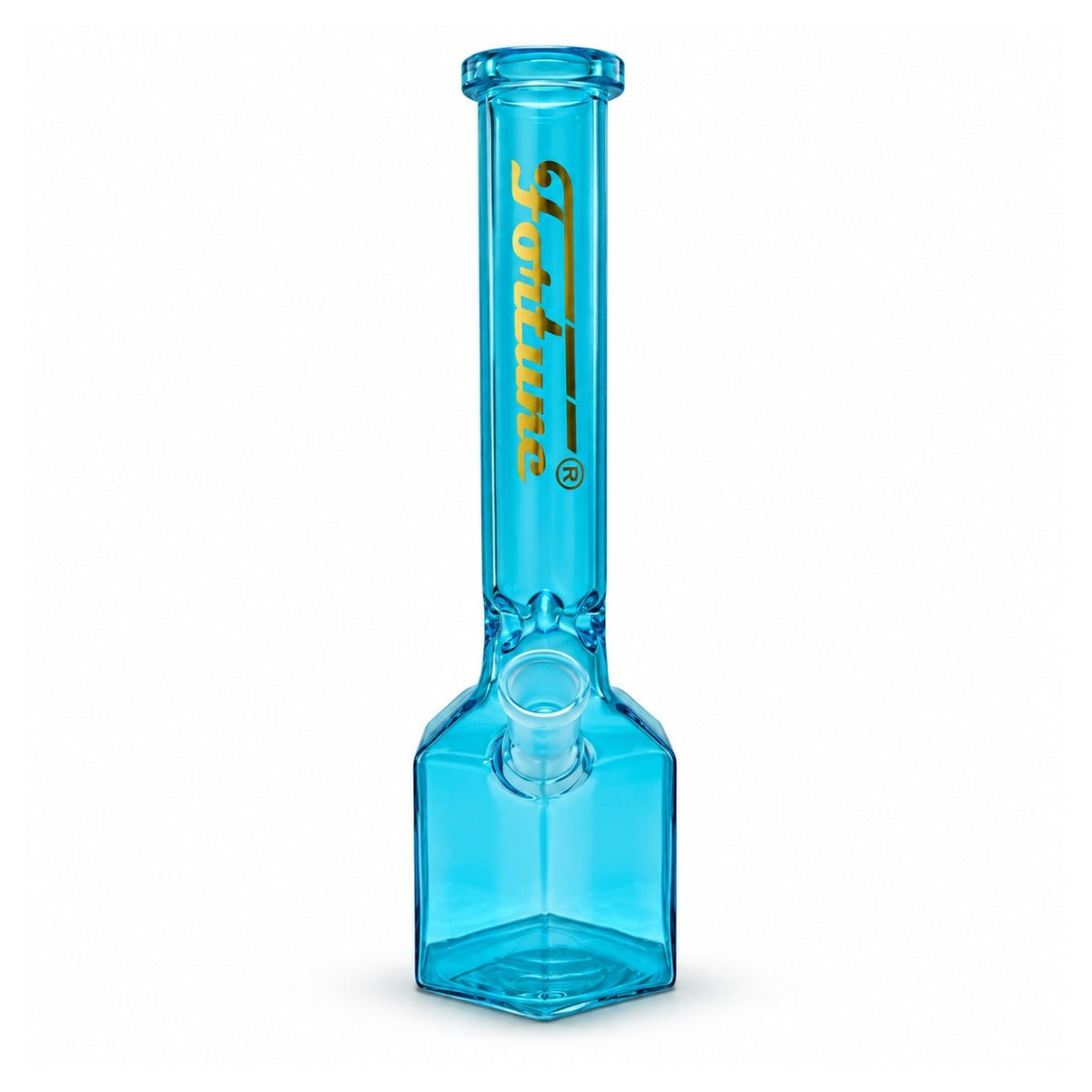 Front view of the Blue Hex Appeal glass body showing the straight neck and geometric base