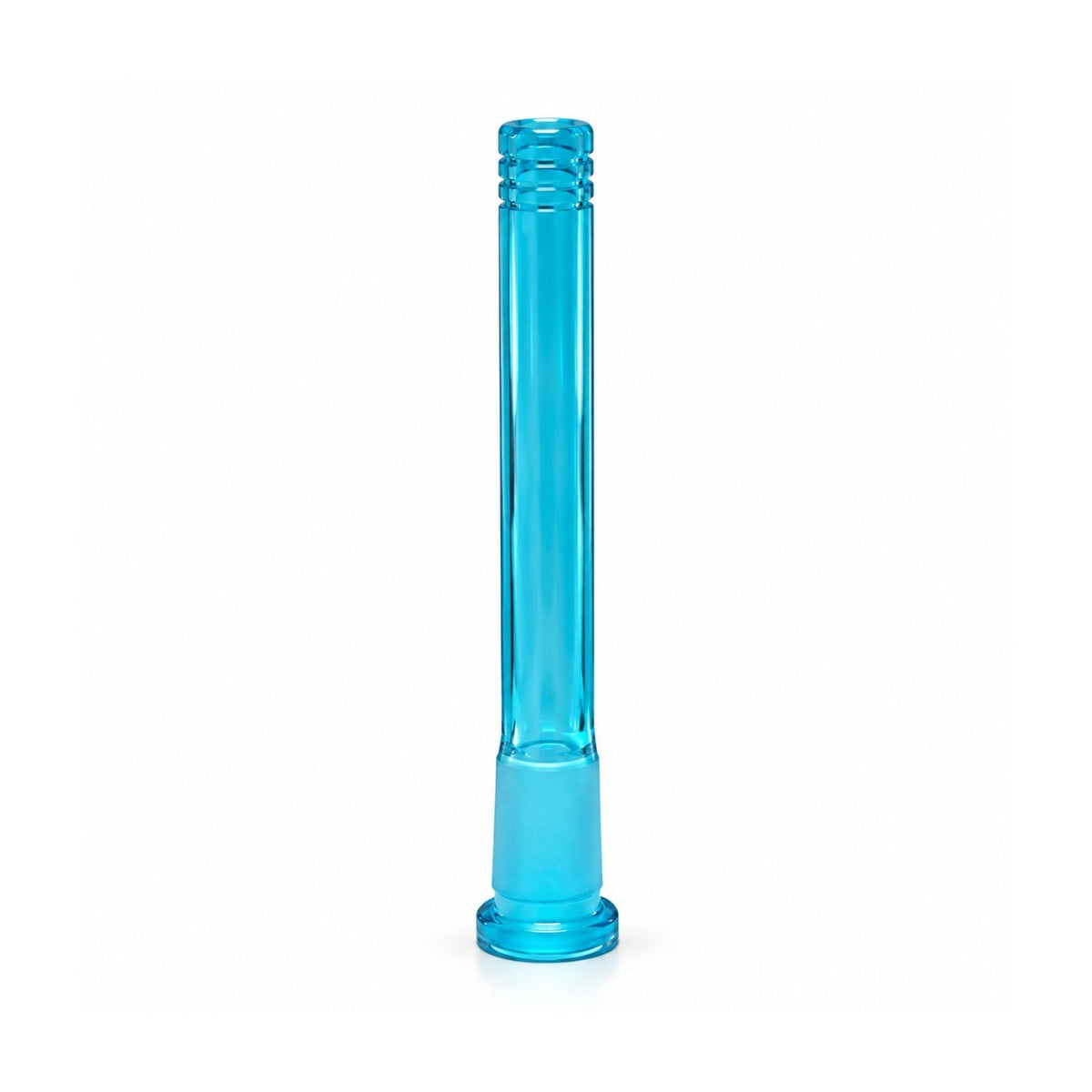 Blue five-inch removable downstem supplied with the Hex Appeal bong, shown separately with diffusion cuts