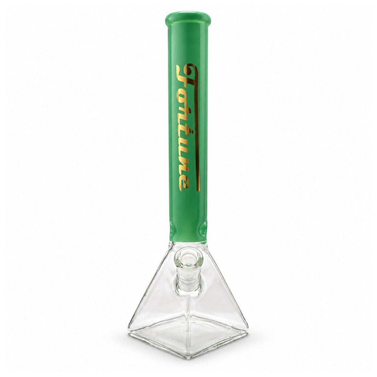 Front view of the Green Square Up body with the bowl removed and its clear tapered base visible