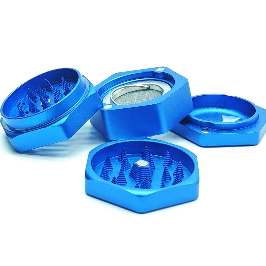 Blue 4 Piece Hexagon Metal Grinder by Fortune