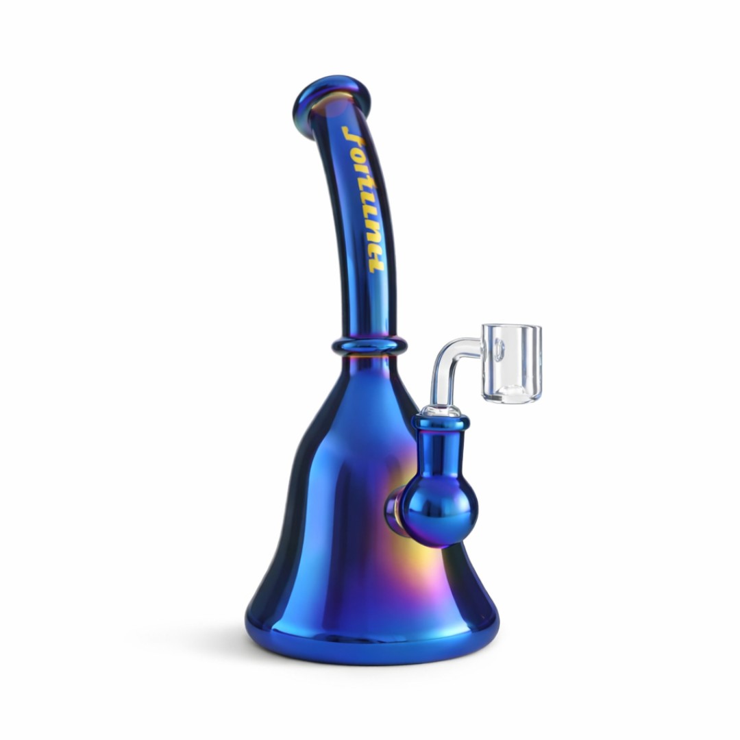Electric Blue Fortune Prism Drift rig showing its pearly blue finish and bent glass neck
