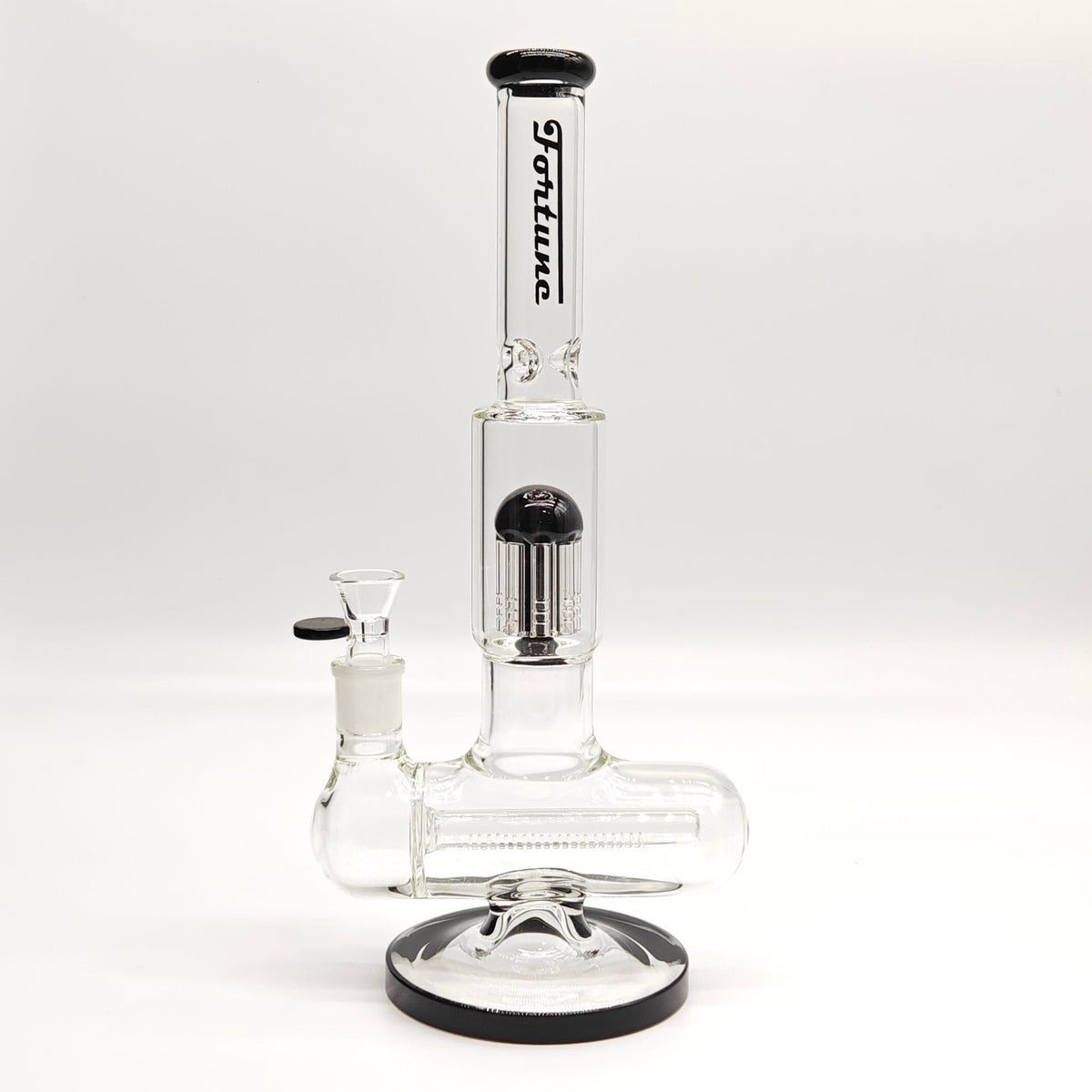 Fortune Double Inline Grid Perc Bong Black
