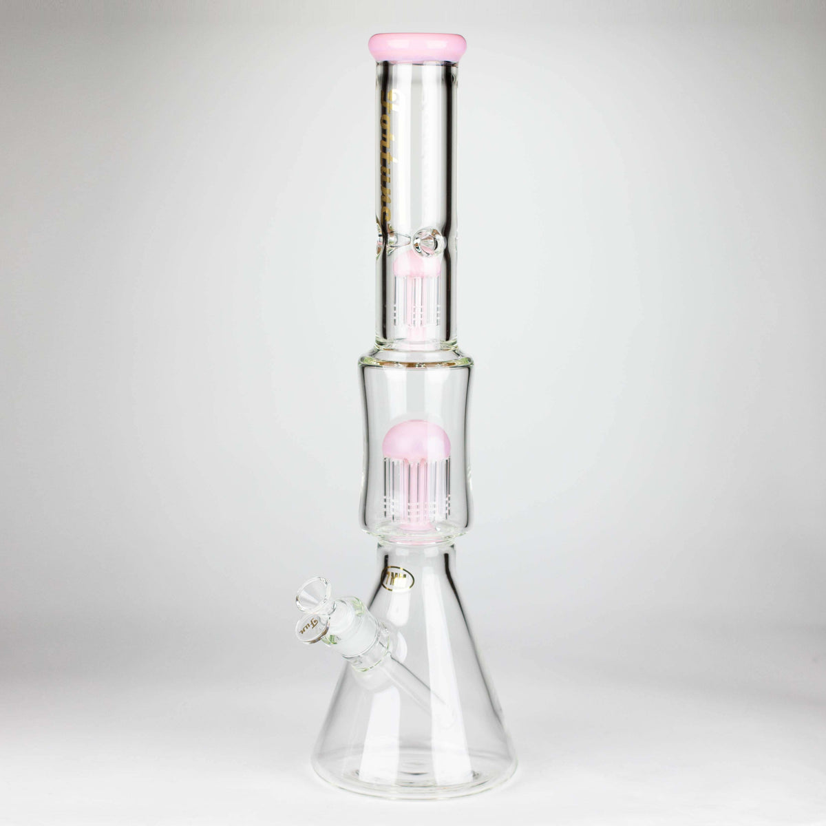 Fortune 18 Inch Dual Tree Perc Beaker Bong in Pink