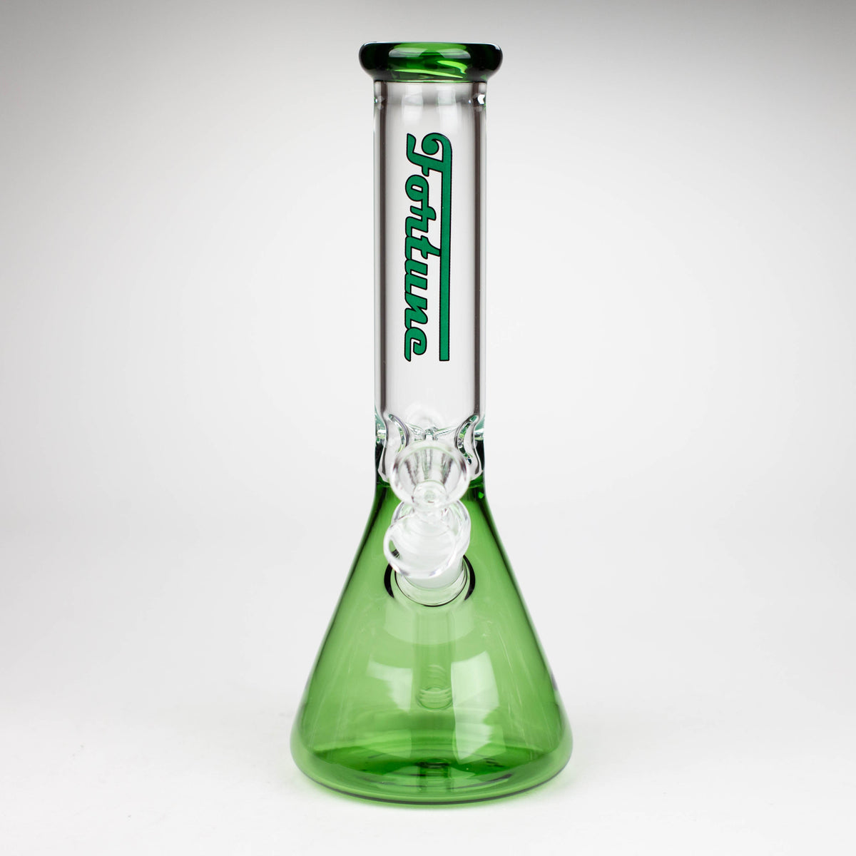 Front View of The Fortune | 10" Blue Beaker Water Bong in Green 