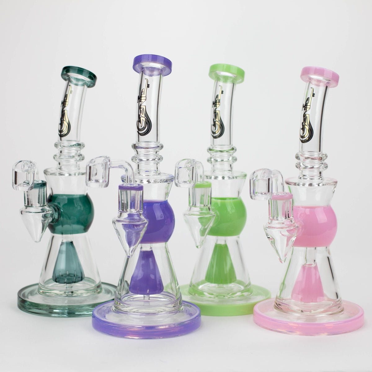 Four Genie 9.5 inch Showerhead Diffuser Dab Rigs