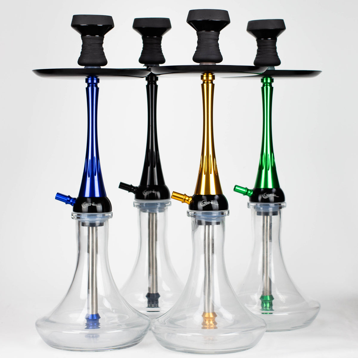 Four Big Aluminum Hookahs With Diffuser Stems from GENIE Glass