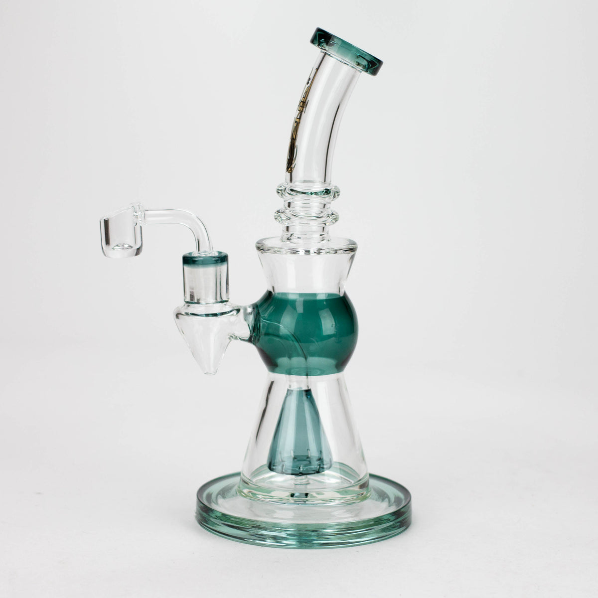 Genie 9.5 inch Green Dab Rig with diffuser and quartz banger