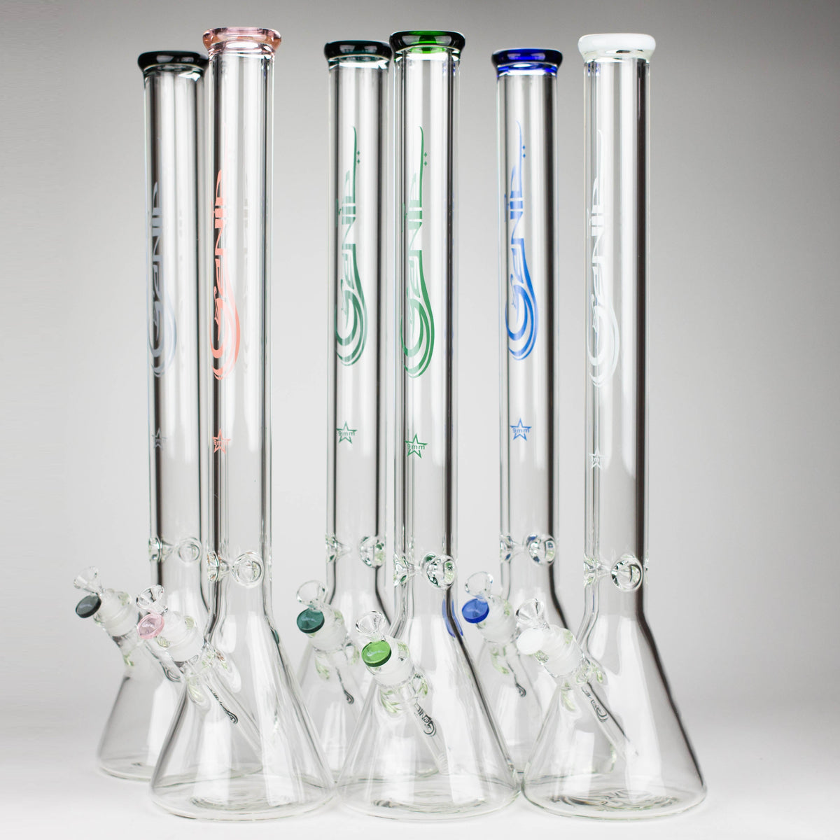 Six GENIE 24-Inch Huge Beaker Bongs