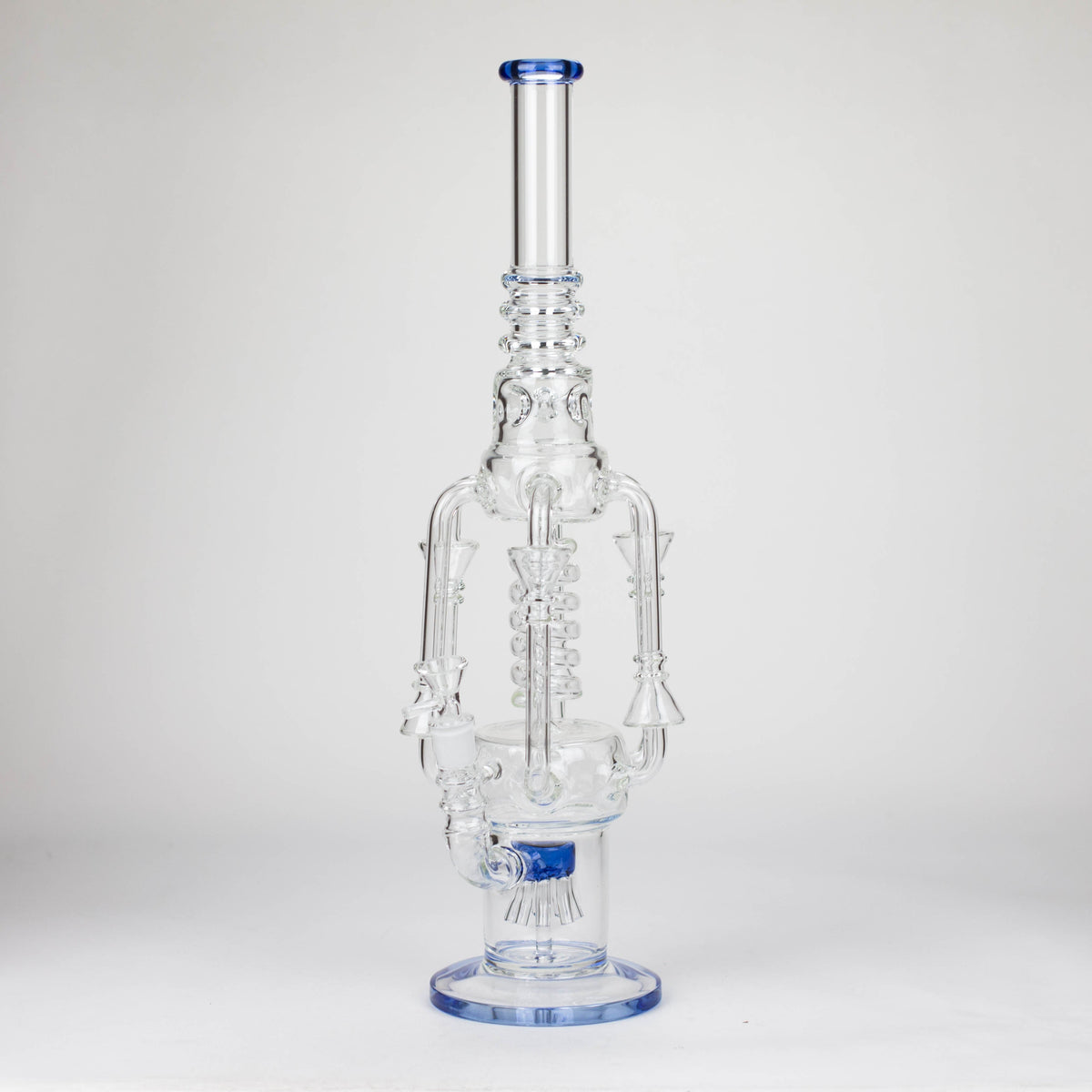 19 Inch Blue Coiled Recycler Bong With Showerhead Perc