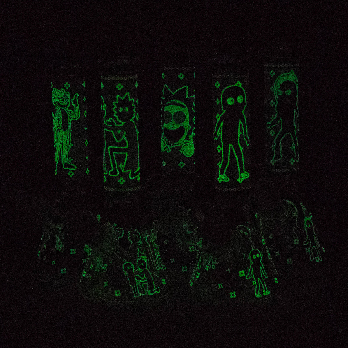 Five Rick And Morty Glow In The Dark Beaker Bongs in 8 Inches