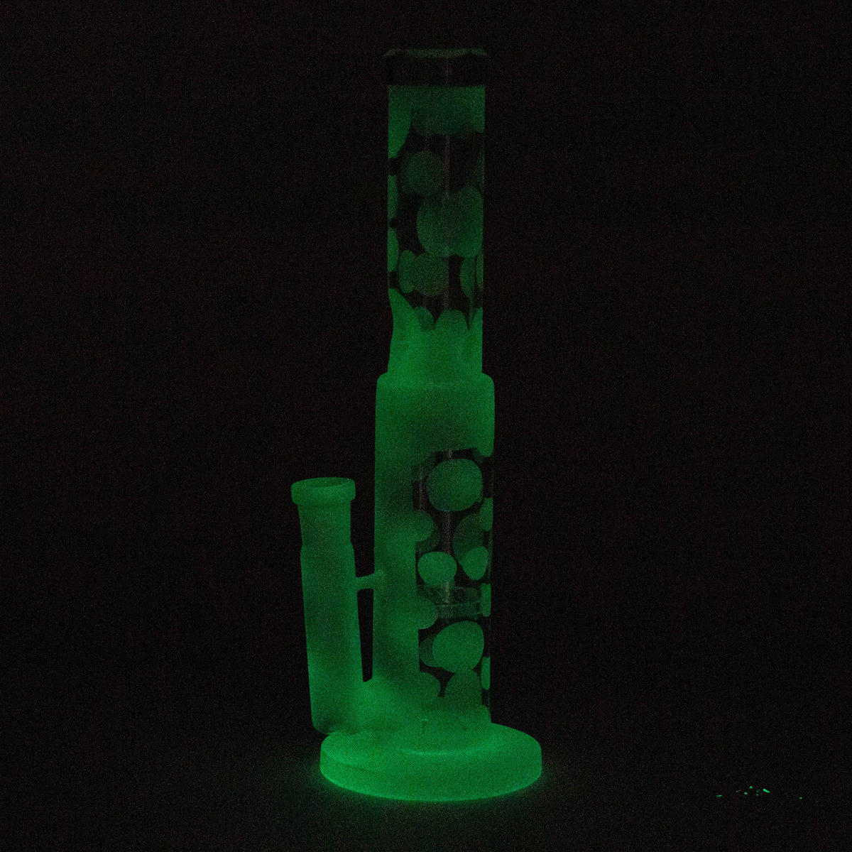 Glow In The Dark Glass Straight Tube Bong with Diffuser