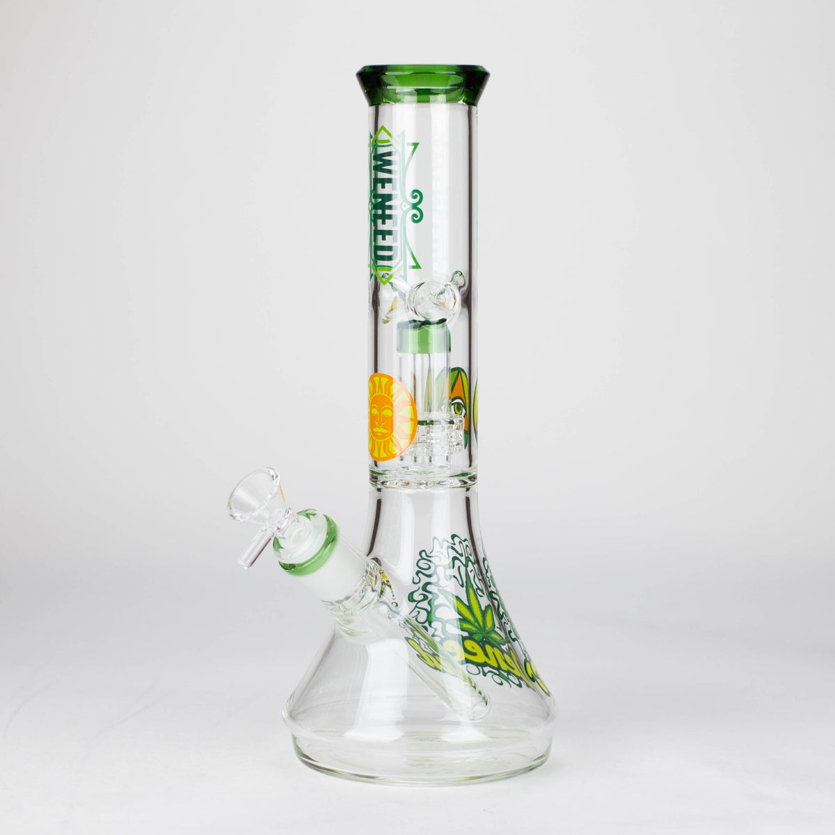 11 inch Helios Beaker Bong With Showerhead Perc from WENEED Glass in Green