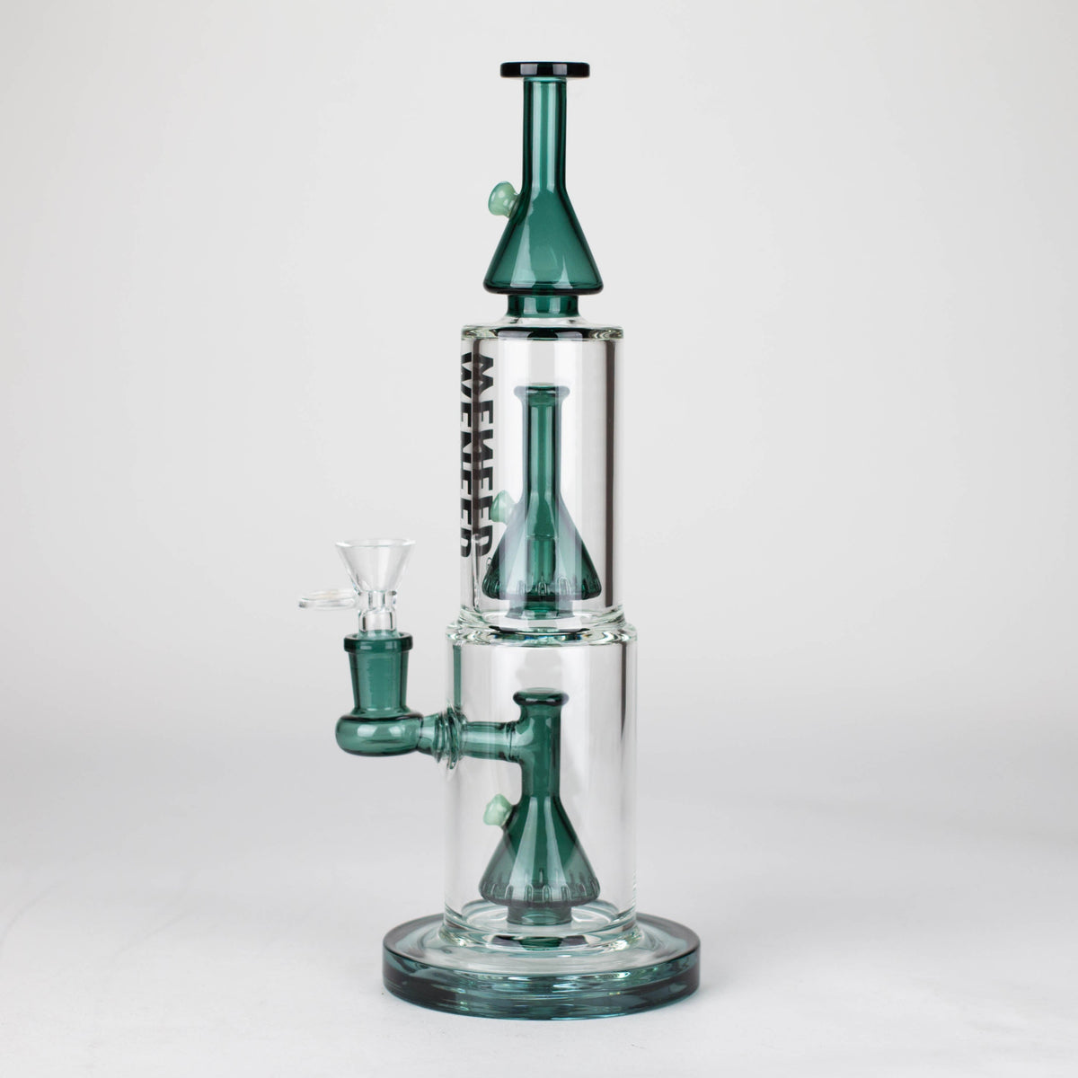 Green Dual-Chamber Bong With Stacked Percolators by WENEED Glass