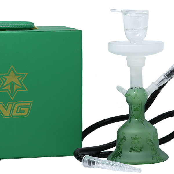 13 Inch Sandblasted Green Hookah Set from Nice Glass