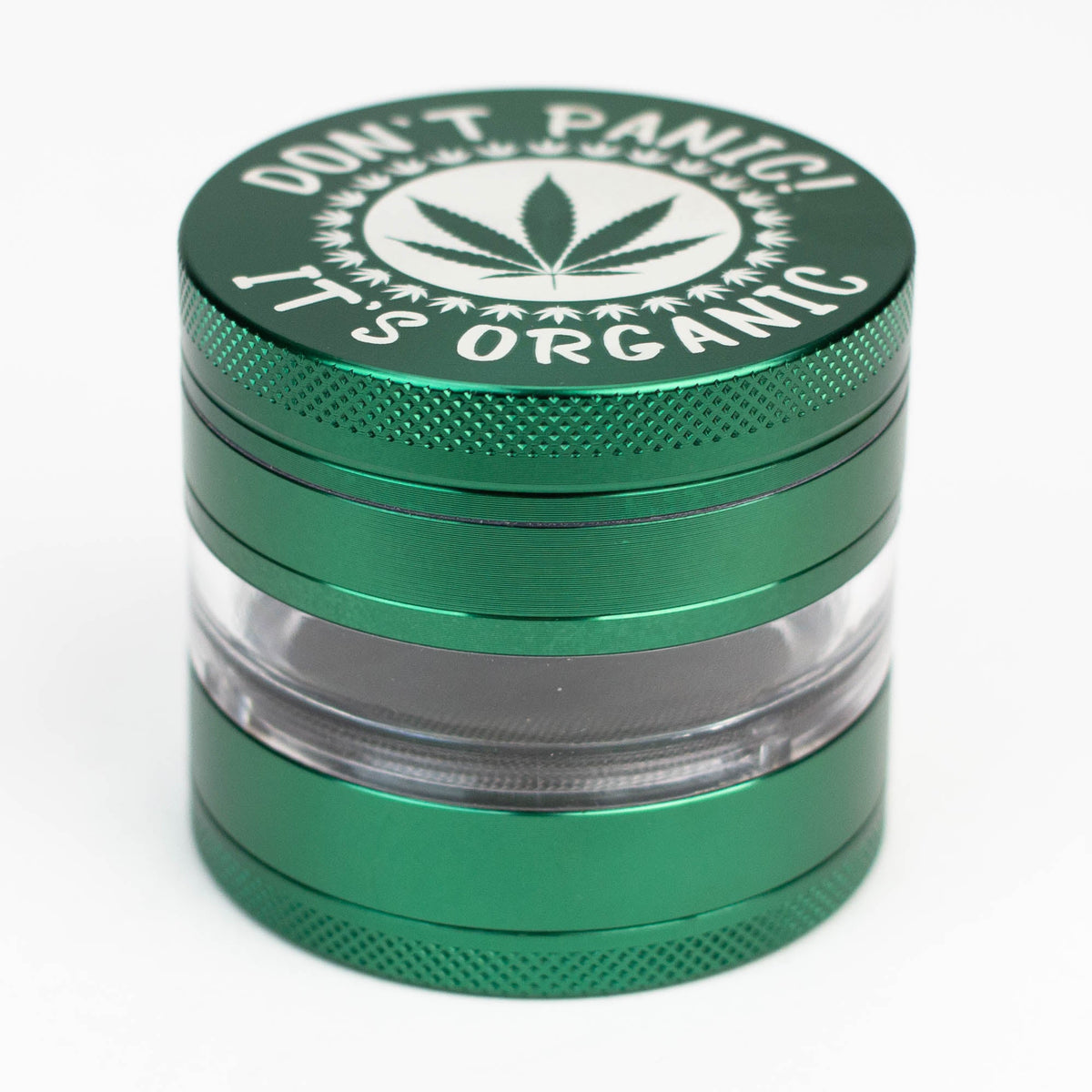 "Don't Panic It's Organic" 63mm Large Metal Green Weed Grinder