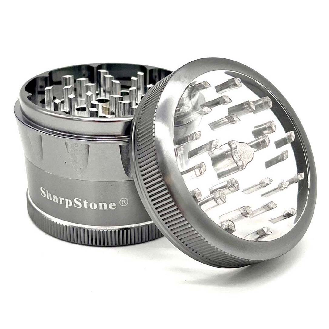 Clear Top 4-Piece Grey Metal Grinder from Sharpstone