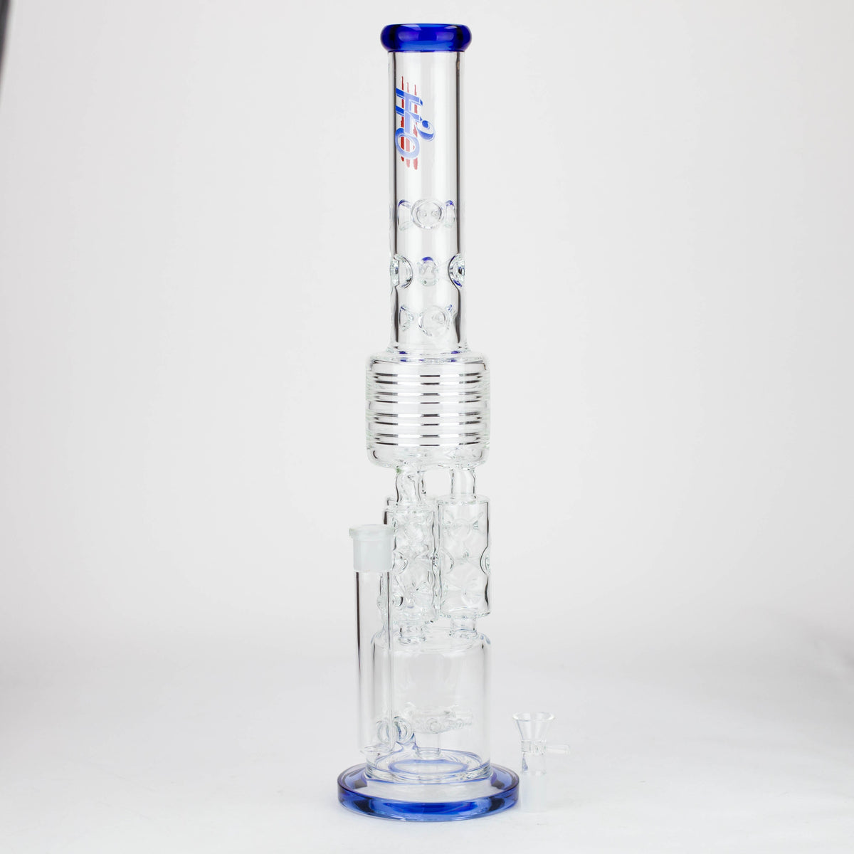 H2O | 21 inch Straight Tube Percolator Bong in Blue